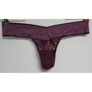 Victoria's Secret Womens Thong One Size Purple Lace Made in Mexico Panty New